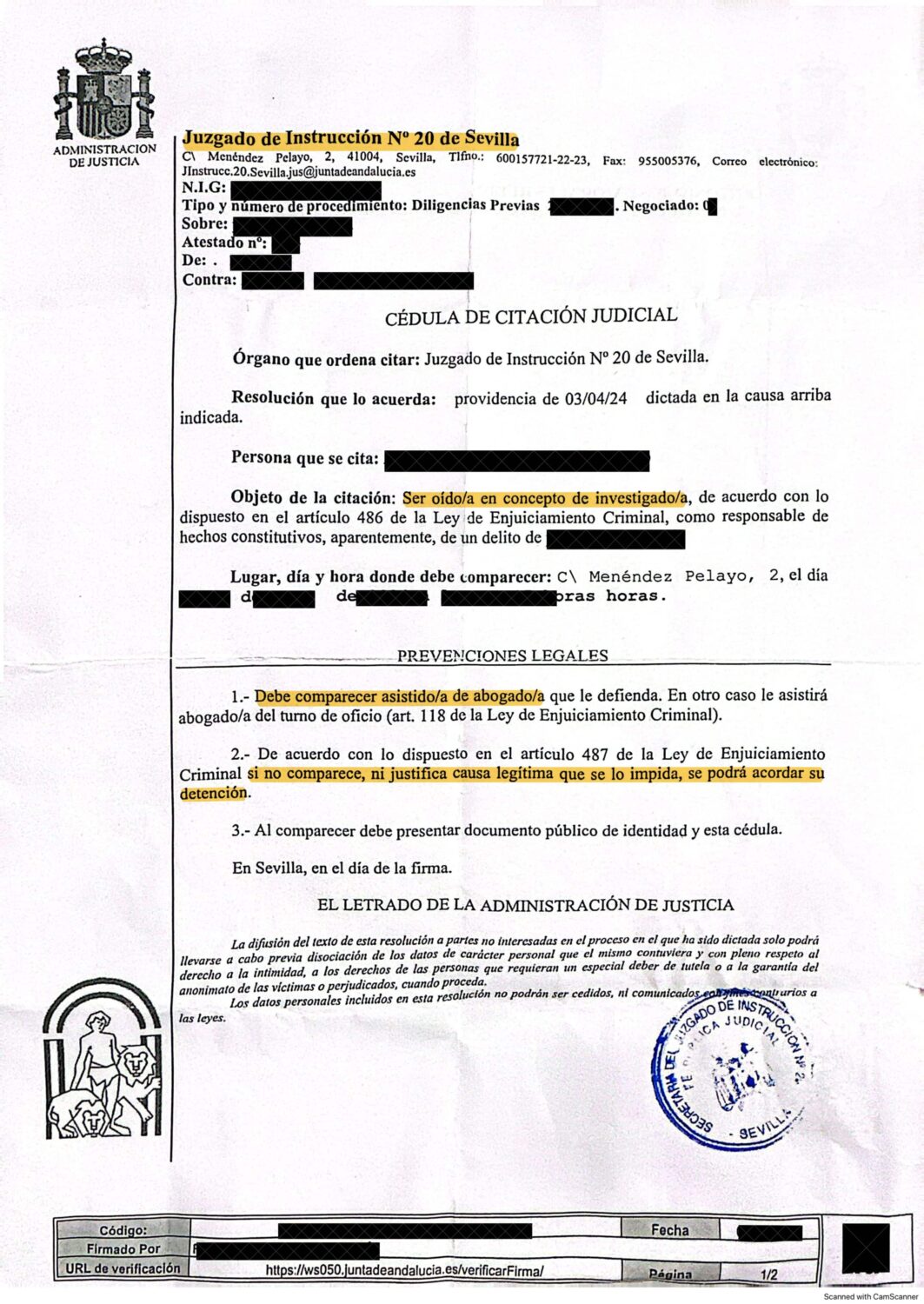 La citación judicial para declarar como investigado: primeros pasos del proceso penal 8 foto page 0001 1