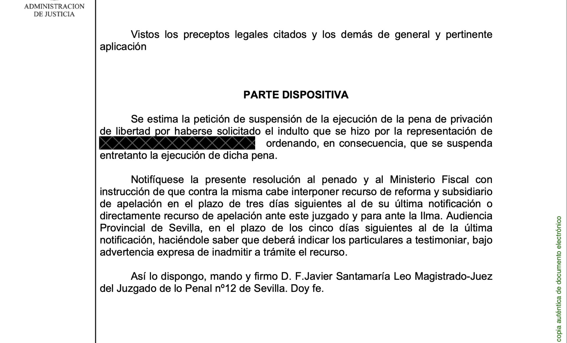 Suspensión Indulto