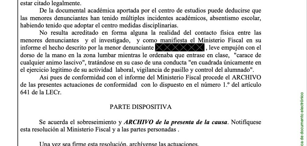 Sobreseimiento denuncia agresión sexual